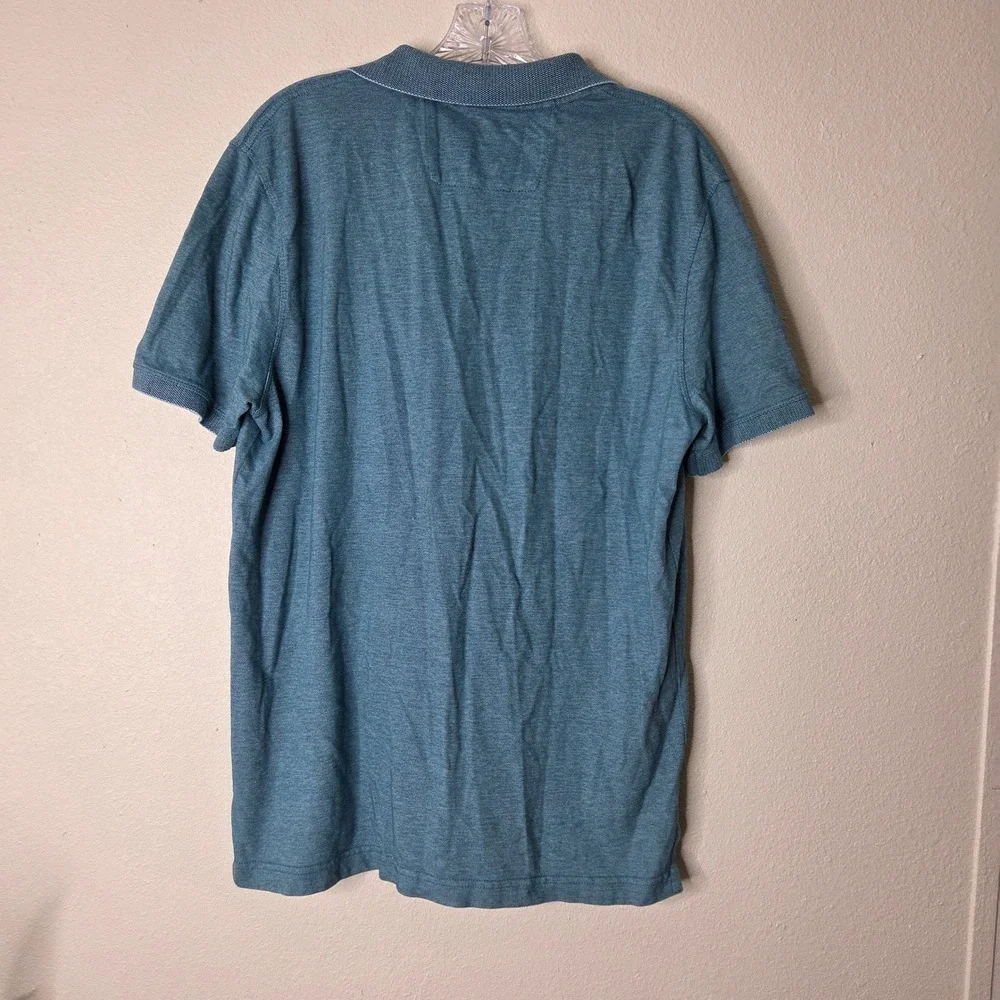 Banana Republic Mens Polo Shirt Large L Blue Teal Short Sleeve Cotton